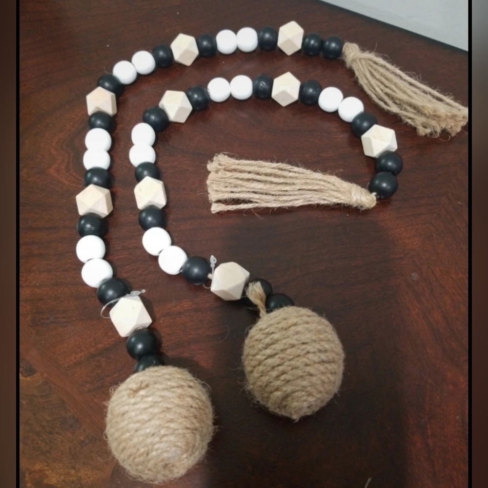 Rustic Beaded Garland with Tassels